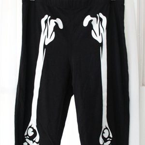 NWOT Black Heart Skeleton Glow In The Dark Halloween  Stretch Leggings XXL